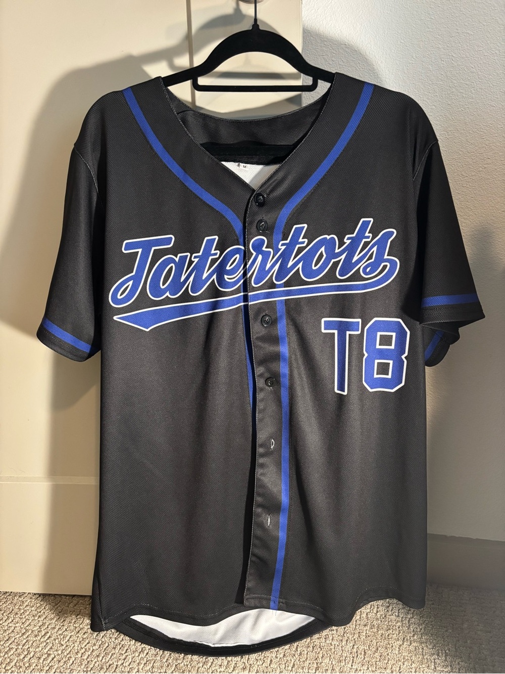 Tate McraeTatertots T8 Black & Royal Blue Baseball Jersey